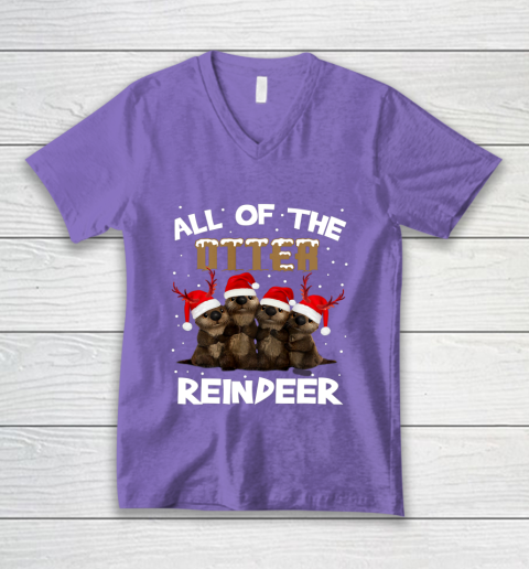 All Of Otter Reindeer Christmas Pajamas Tshirt Xmas V-Neck T-Shirt 8