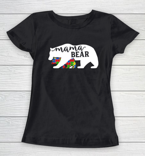 Mom Mama Bear Autism Awareness Month Family Support Women's T-Shirt
