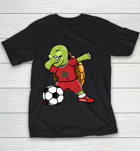 Dabbing Turtle Morocco Soccer Fans Jersey Moroccan Football Youth T-Shirt