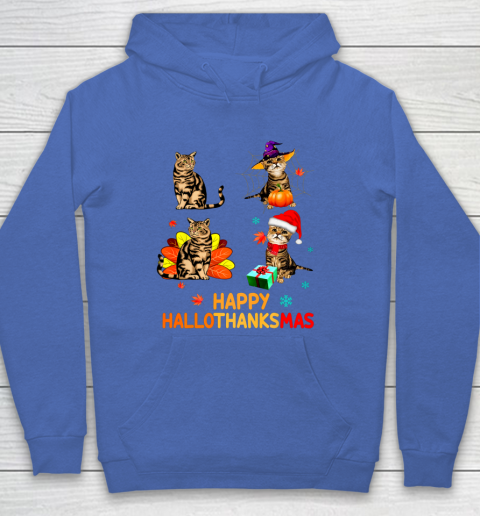 Cat Halloween Thanksgiving Christmas Happy Hallothanksmas Hoodie 6