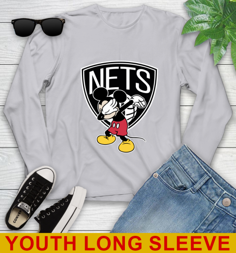 Brooklyn Nets NBA Basketball Dabbing Mickey Disney Sports Youth Long Sleeve 6