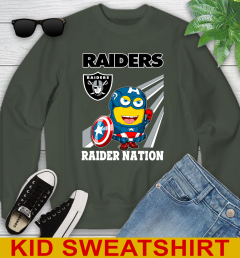 NFL Football Oakland Raiders Captain America Marvel Avengers Minion Shirt Youth Sweatshirt 8