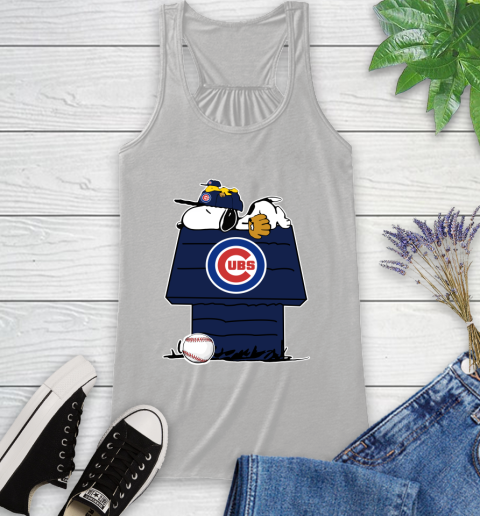 MLB Chicago Cubs Snoopy Woodstock The Peanuts Movie Baseball T Shirt Racerback Tank