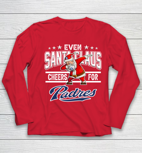 San Diego Padres Even Santa Claus Cheers For Christmas MLB Youth Long Sleeve 8
