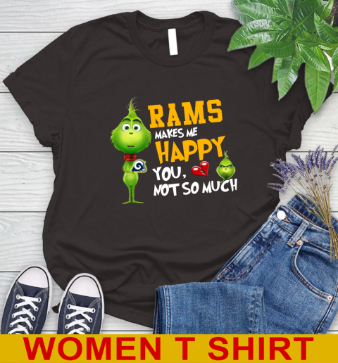 NFL Los Angeles Rams Makes Me Happy You Not So Much Grinch Football Sports Women's T-Shirt 9