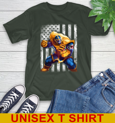 NHL Hockey Carolina Hurricanes Thanos Marvel American Flag Shirt T-Shirt - Image 7