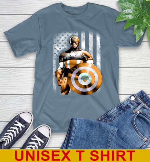 New York Knicks NBA Basketball Captain America Marvel Avengers American Flag Shirt T-Shirt 8