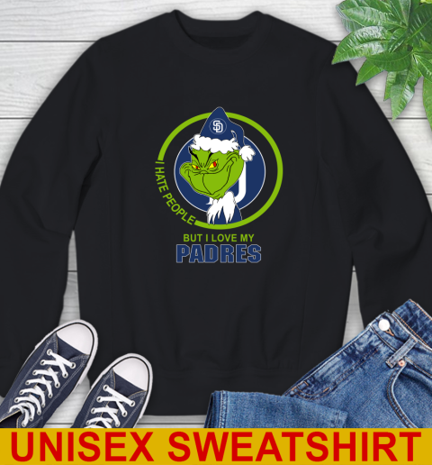 San Diego Padres MLB Christmas Grinch I Hate People But I Love My Favorite Baseball Team Sweatshirt 2