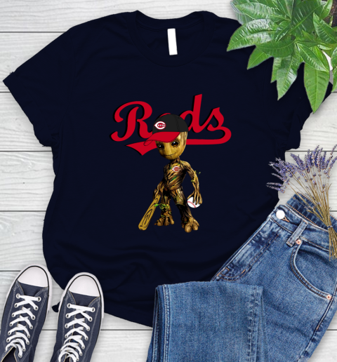 MLB Cincinnati Reds Groot Guardians Of The Galaxy Baseball Women's T-Shirt 3