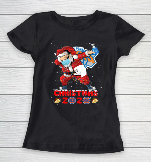 New York Knicks Funny Santa Claus Dabbing Christmas 2020 NBA Women's T-Shirt