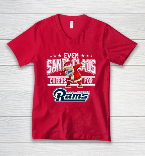 Los Angeles Rams Even Santa Claus Cheers For Christmas NFL V-Neck T-Shirt 6