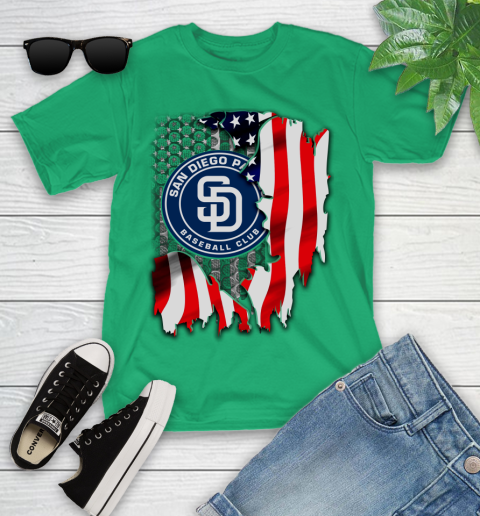 San Diego Padres MLB Baseball American Flag Youth T-Shirt 8