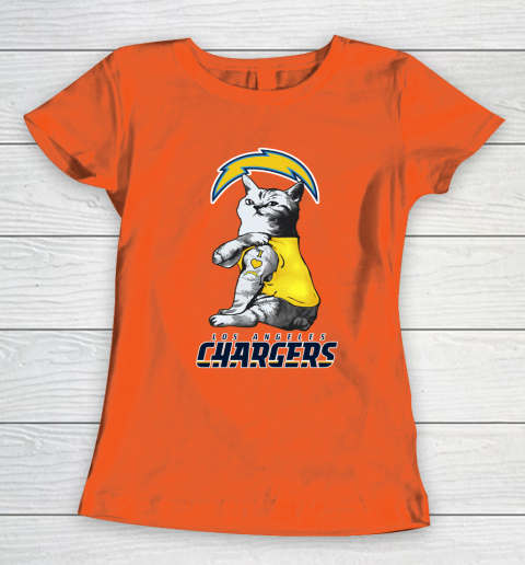 NFL Football My Cat Loves Los Angeles Chargers Women's T-Shirt 3
