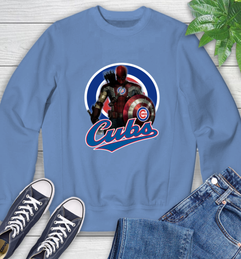 MLB Captain America Thor Spider Man Hawkeye Avengers Endgame Baseball Chicago Cubs Sweatshirt 11