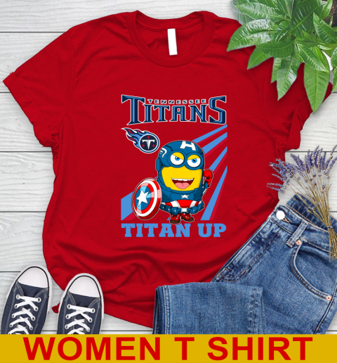 NFL Football Tennessee Titans Captain America Marvel Avengers Minion Titan Up Shirt Women's T-Shirt 11