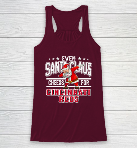 Cincinnati Reds Even Santa Claus Cheers For Christmas MLB Racerback Tank 2