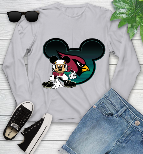 NFL Arizona Cardinals Mickey Mouse Disney Football T Shirt Youth Long Sleeve 5