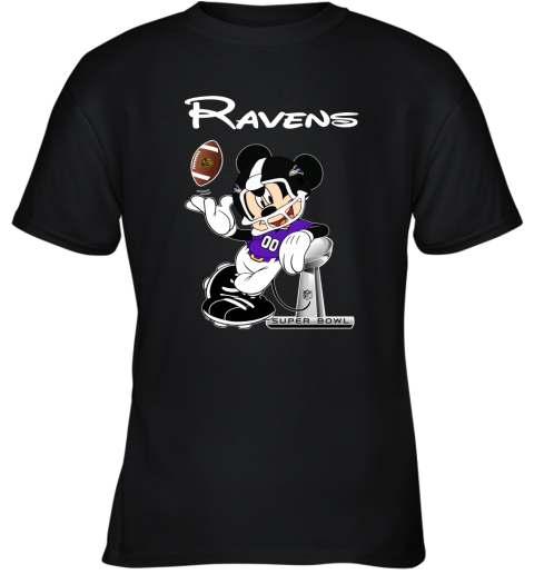 Mickey Ravens Taking The Super Bowl Trophy Football Youth T-Shirt