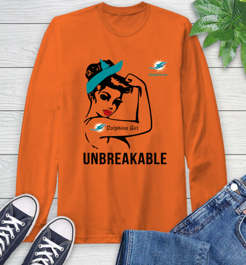 NFL Miami Dolphins Girl Unbreakable Football Sports Long Sleeve T-Shirt 3