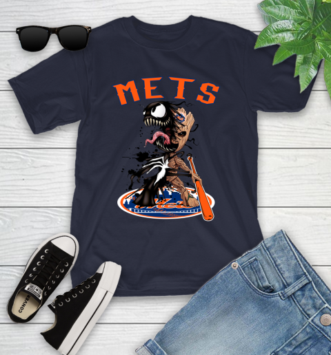 MLB New York Mets Baseball Venom Groot Guardians Of The Galaxy Youth T-Shirt 3