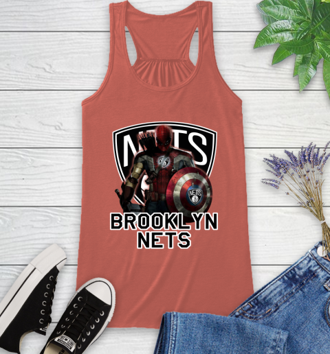 Brooklyn Nets NBA Basketball Captain America Thor Spider Man Hawkeye Avengers Racerback Tank 4