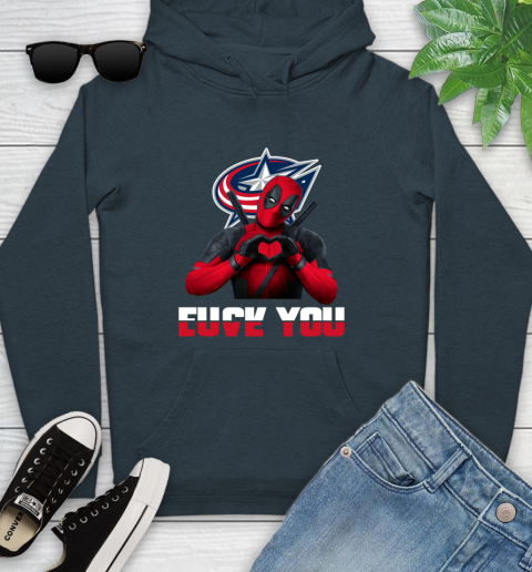 NHL Columbus Blue Jackets Deadpool Love You Fuck You Hockey Sports Youth Hoodie 10