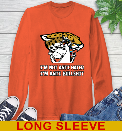 Jacksonville Jaguars NFL Football Unicorn I'm Not Anti Hater I'm Anti Bullshit Long Sleeve T-Shirt 5
