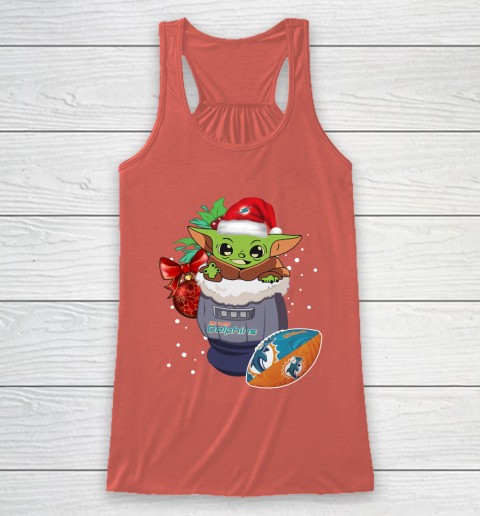 Miami Dolphins Christmas Baby Yoda Star Wars Funny Happy NFL Racerback Tank 4