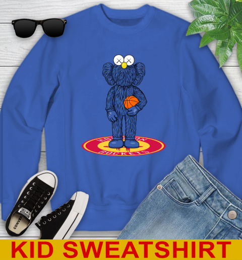 NBA Basketball Houston Rockets Kaws Bff Blue Figure Shirt Youth Sweatshirt 7