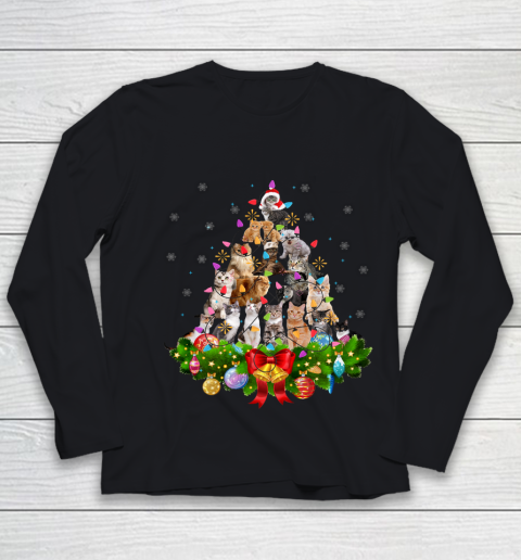 Funny Cat Christmas Tree Xmas Gifts Youth Long Sleeve