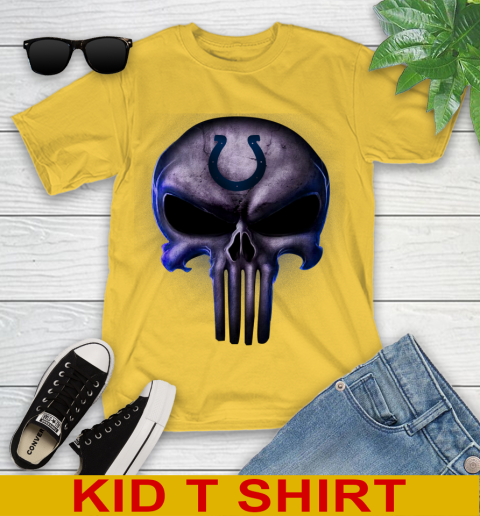 Indianapolis Colts NFL Football Punisher Skull Sports Youth T-Shirt 9