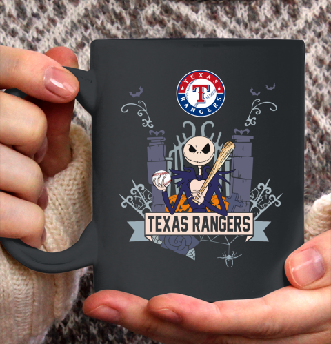 MLB Texas Rangers Baseball Jack Skellington Halloween Ceramic Mug 11oz