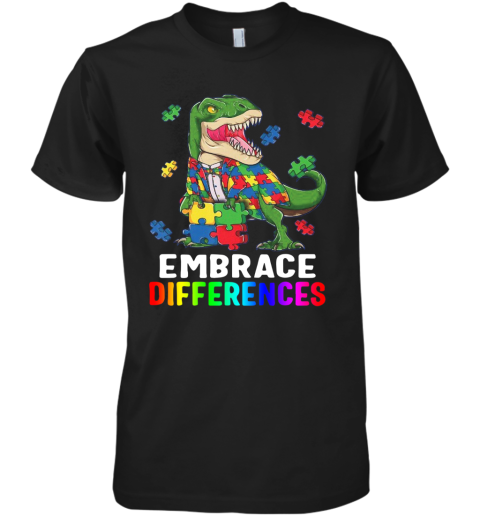 T Rex Dinosaur Puzzle Piece Autism Premium Men's T-Shirt