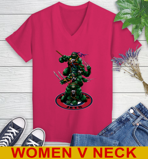 NHL Hockey Winnipeg Jets Teenage Mutant Ninja Turtles Shirt Women's V-Neck T-Shirt 10