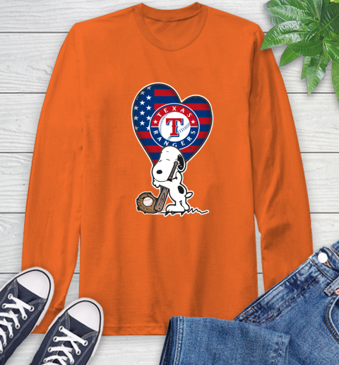 Texas Rangers MLB Baseball The Peanuts Movie Adorable Snoopy Long Sleeve T-Shirt 5