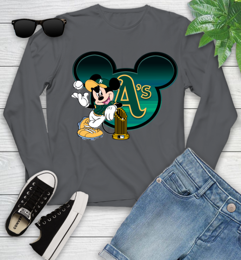 MLB Oakland Athletics The Commissioner's Trophy Mickey Mouse Disney Youth Long Sleeve 8