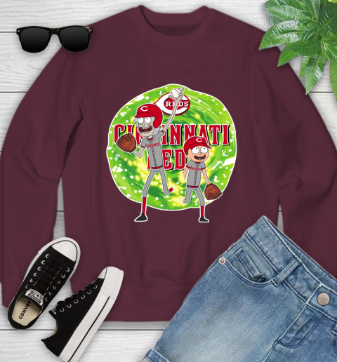 MLB Cincinnati Reds Rick And Morty Baseball Sports Youth Sweatshirt 5