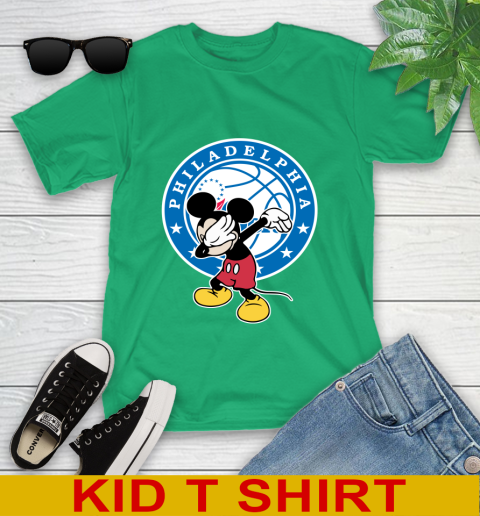 Philadelphia 76ers NBA Basketball Dabbing Mickey Disney Sports Youth T-Shirt 6