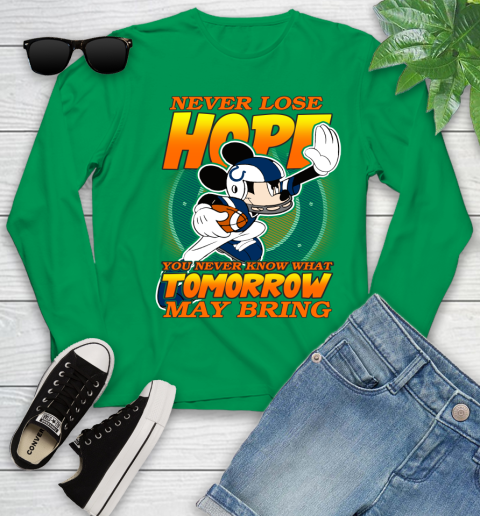 Indianapolis Colts NFL Football Mickey Disney Never Lose Hope Youth Long Sleeve 7