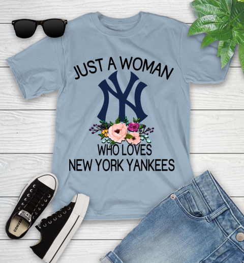 MLB Just A Woman Who Loves New York Yankees Baseball Sports Youth T-Shirt 6