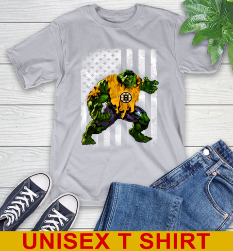 Boston Bruins Hulk Marvel Avengers NHL Hockey American Flag T-Shirt 5