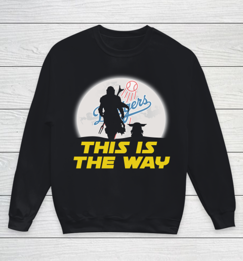 Los Angeles Dodgers MLB Baseball Star Wars Yoda And Mandalorian This Is The Way Youth Sweatshirt