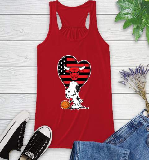 Chicago Bulls NBA Basketball The Peanuts Movie Adorable Snoopy Racerback Tank 6