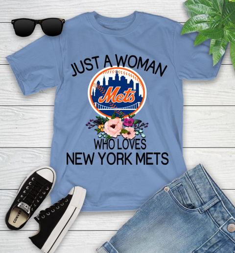 MLB Just A Woman Who Loves New York Mets Baseball Sports Youth T-Shirt 9