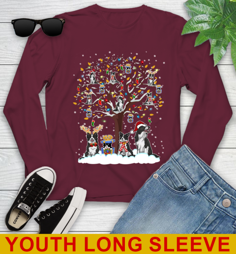 Border collie dog pet lover light christmas tree shirt 122