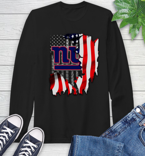 New York Giants NFL Football American Flag Long Sleeve T-Shirt
