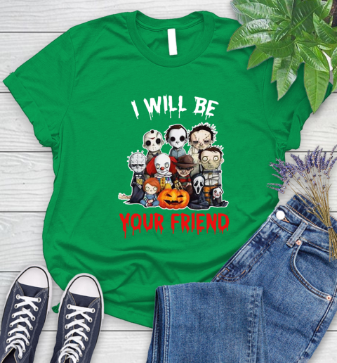 Halloween Horror Movie Characters Chibi I Will Be Your Friend Women's T-Shirt 4