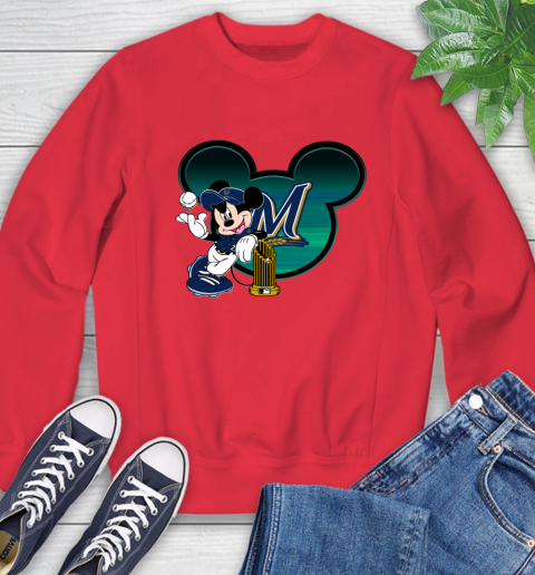 MLB Milwaukee Brewers The Commissioner's Trophy Mickey Mouse Disney Sweatshirt 10