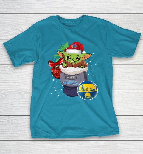 Golden State Warriors Christmas Baby Yoda Star Wars Funny Happy NBA T-Shirt 8