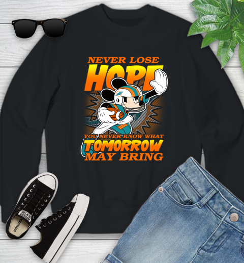 Miami Dolphins NFL Football Mickey Disney Never Lose Hope Youth Sweatshirt